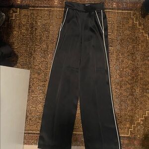 Aritzia Wilfred Blackstone Silk Pants with white piping